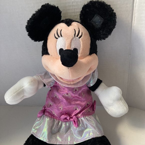 Vintage Disney Parks Minnie Mouse Plush Stuffed Animal Pink Castle Dress - Picture 8 of 16